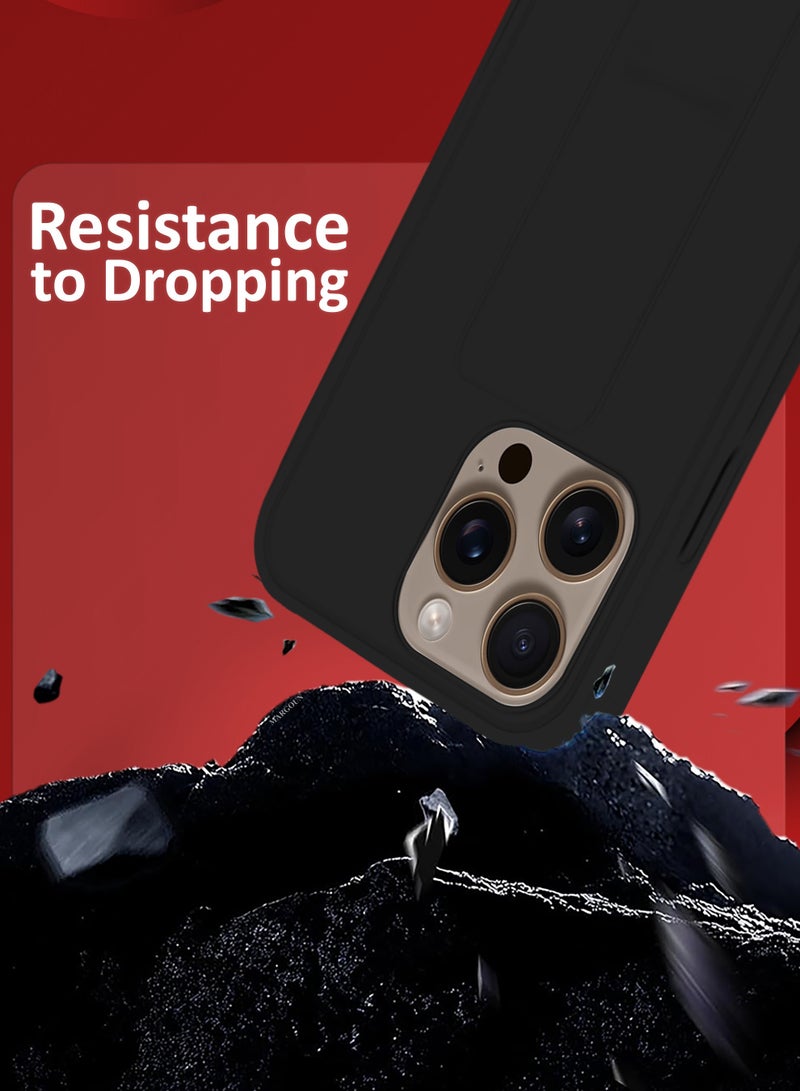 MARGOUN (for Apple iPhone 16 Pro) 3Packs, Case  PU Leather Back Cover Stand Function Finger Grip Case Cover with Shock Proof Screen Protector Black-3 - Image 5