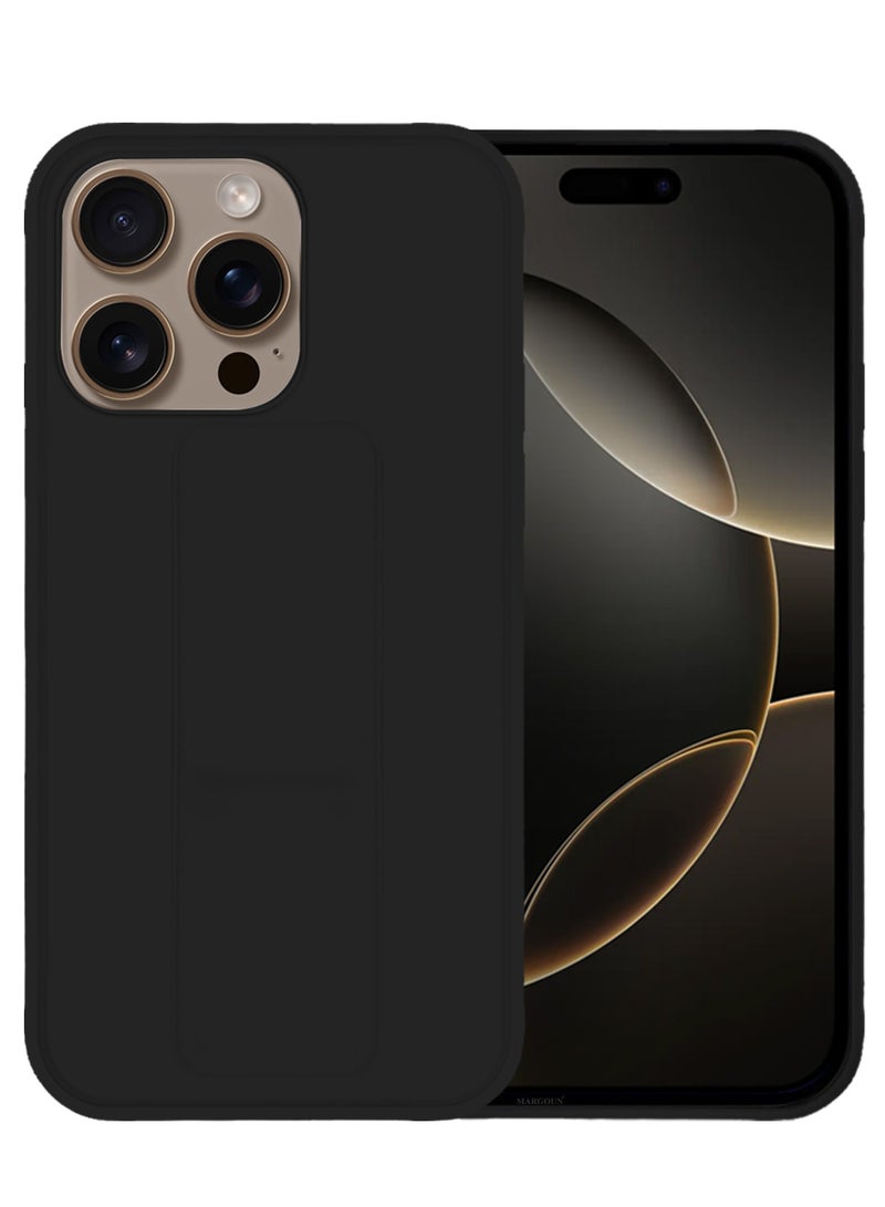 MARGOUN (for Apple iPhone 16 Pro) 3Packs, Case  PU Leather Back Cover Stand Function Finger Grip Case Cover with Shock Proof Screen Protector Black-3 - Image 2