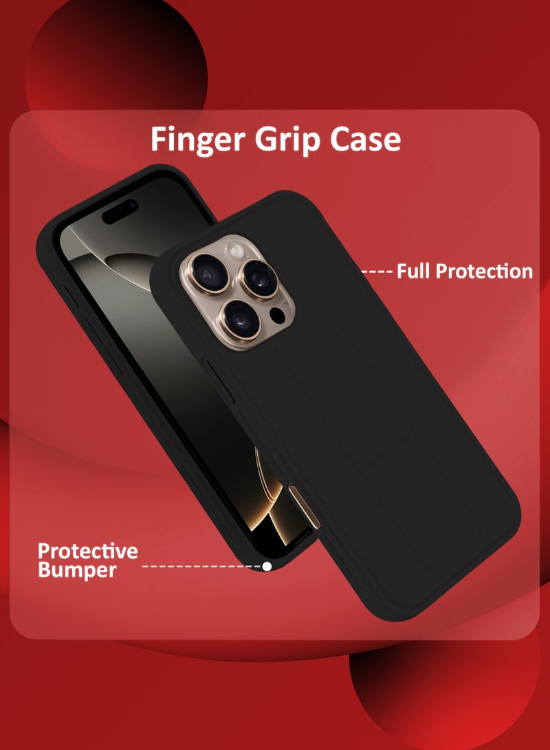 MARGOUN (for Apple iPhone 16 Pro) 3Packs, Case  PU Leather Back Cover Stand Function Finger Grip Case Cover with Shock Proof Screen Protector Black-3 - Image 4