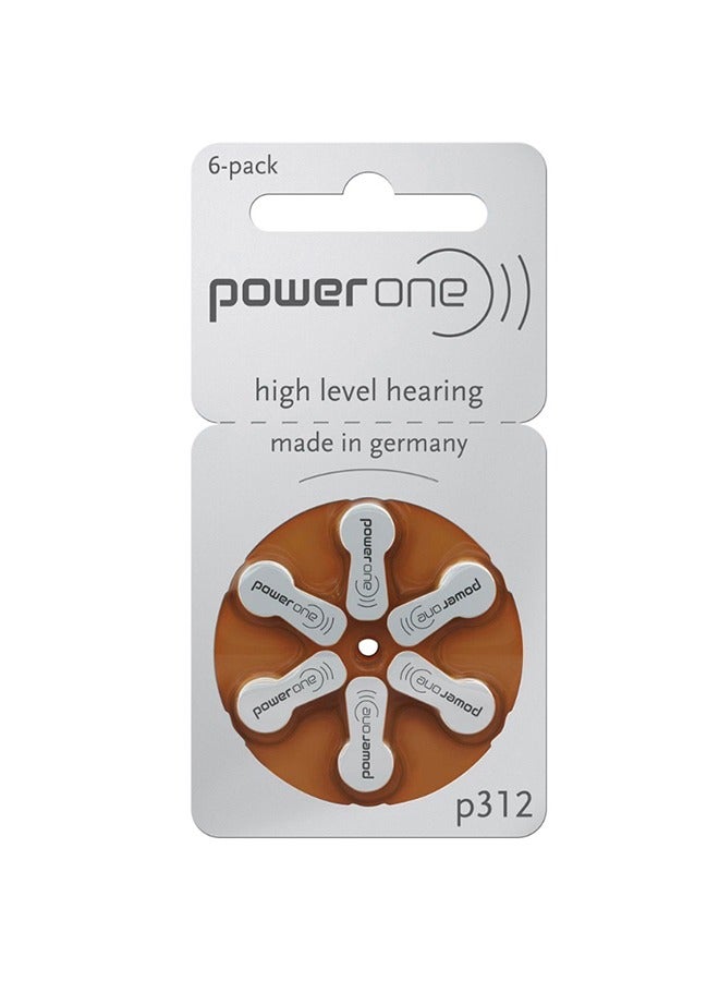 PowerOne Pack Of 6 High Level Hearing Aid Batteries