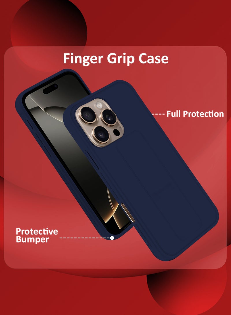 MARGOUN (for Apple iPhone 16 Pro) 2Packs, Case Cover PU Leather Back Cover with Stand Function and Finger Grip, Shockproof Screen Protector Dark Blue-2 - Image 3