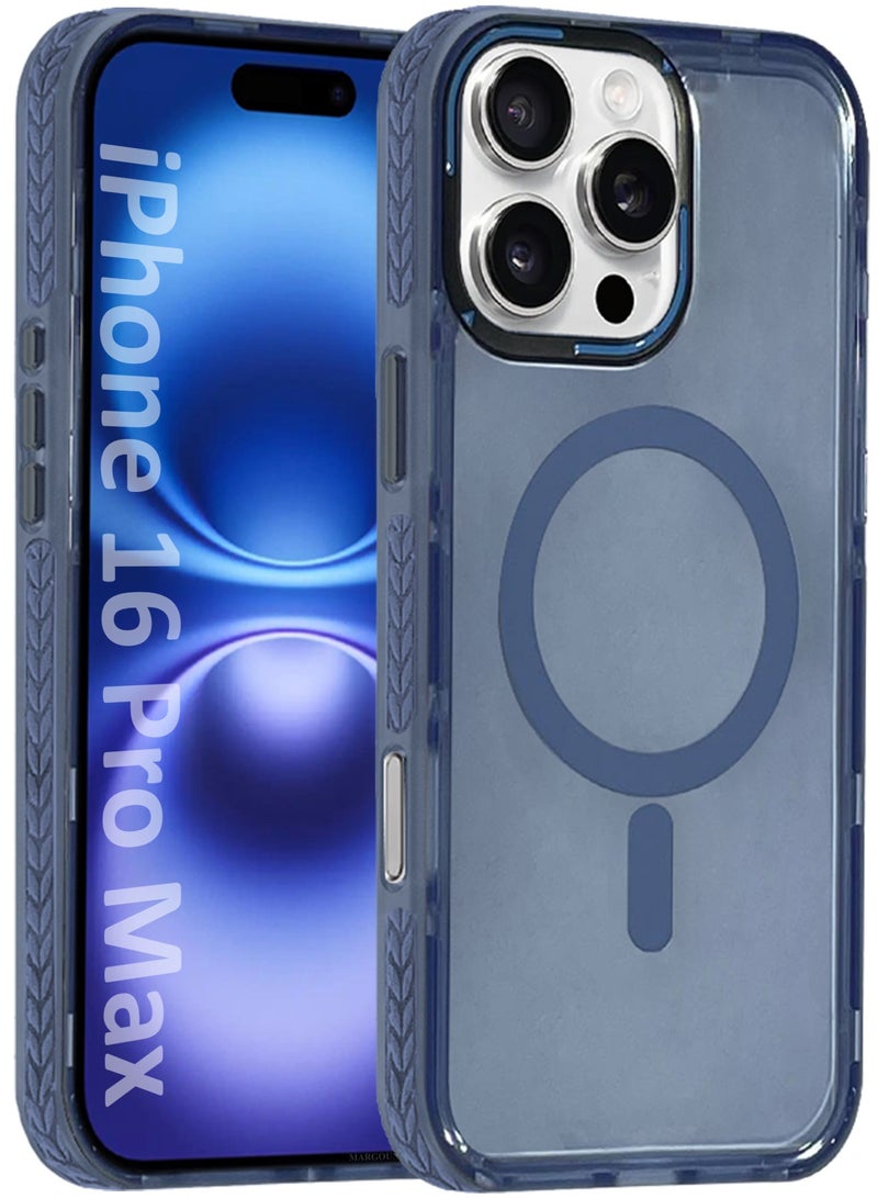 MARGOUN (for iPhone 16 Pro Max) Hard PC Magsafe Case Cover Polycarbonate Magnetic Strong Shockproof Protective Case Cover Transparent - Light Blue - Image 1