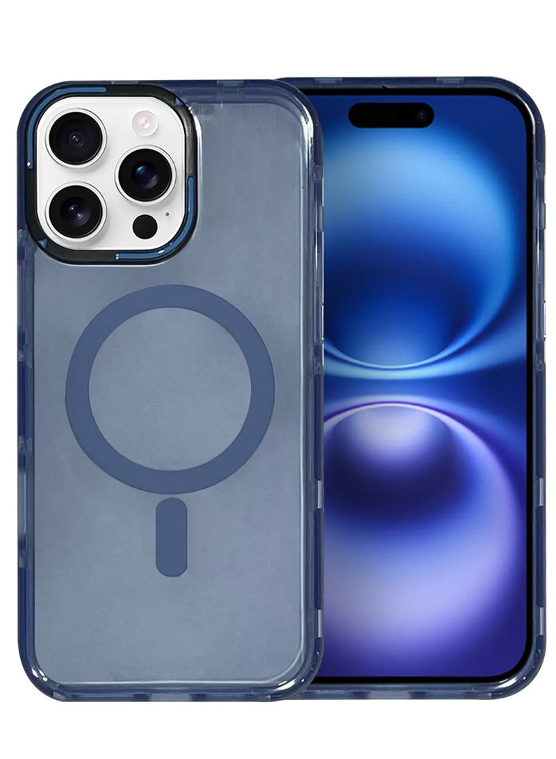 MARGOUN (for iPhone 16 Pro Max) Hard PC Magsafe Case Cover Polycarbonate Magnetic Strong Shockproof Protective Case Cover Transparent - Light Blue - Image 2