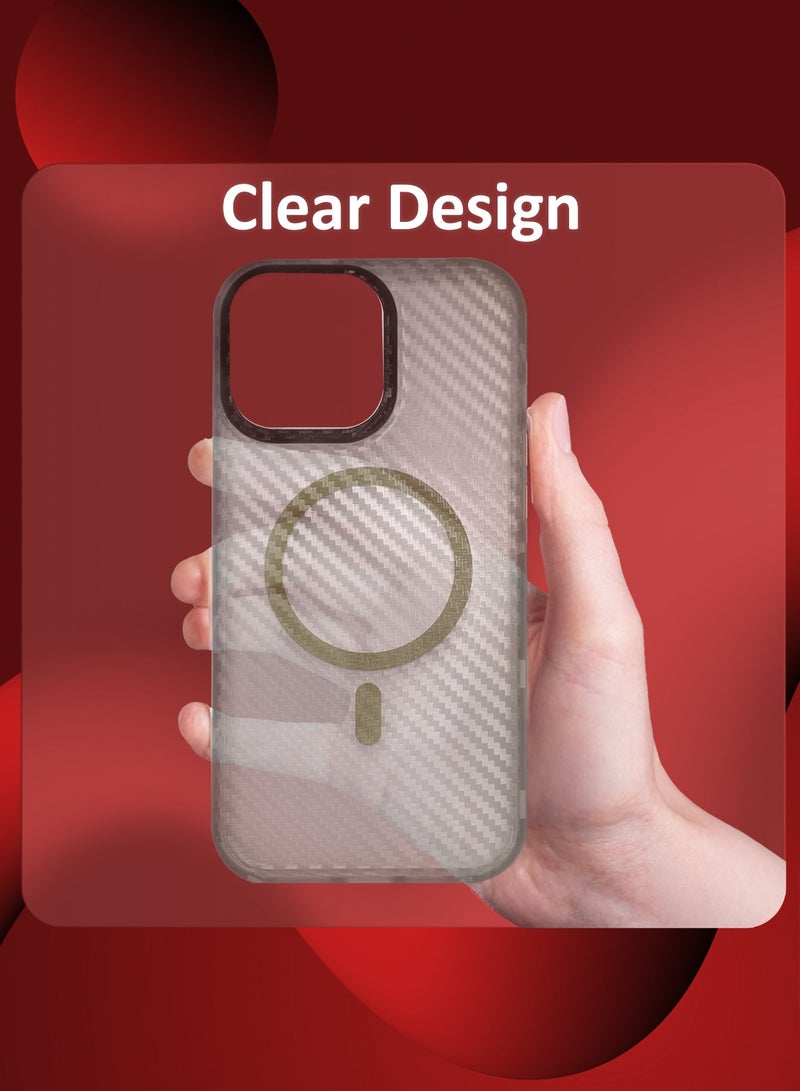 MARGOUN (for iPhone 15 Pro Max) 3Packs Magsafe Case Cover Carbon Fiber Magnetic Strong Shockproof Protective Slim Thin Cover Transparent Matte - White-2  - Image 3