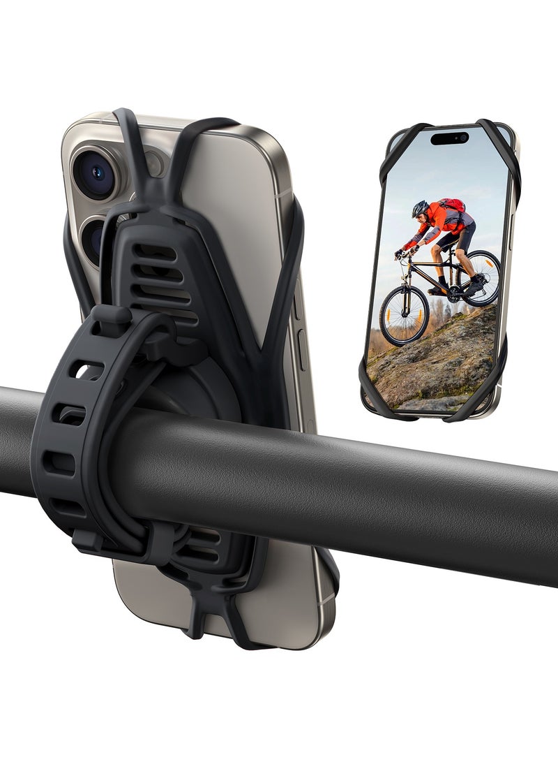JOYROOM JR-ZS382 Silicone Bike Phone Mount Bicycle Motorcycle Phone Mount Holder Black  - Image 1