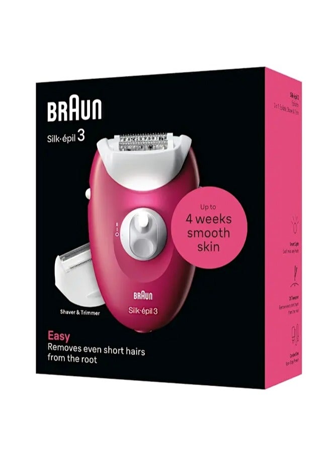 BRAUN Silk-epil 3 SkinSpa 3-032 Epilator, Shaver head, Cleaning Brush,  Smart Light, Corded - Image 4
