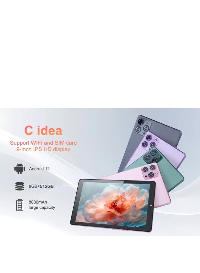 سي آيديا 9 inch Android 12 Tablet 8GB RAM 512GB ROM 5MP+8MP Dual Camera WIFI Tablet with SIM CM915 (Green)  - Image 1