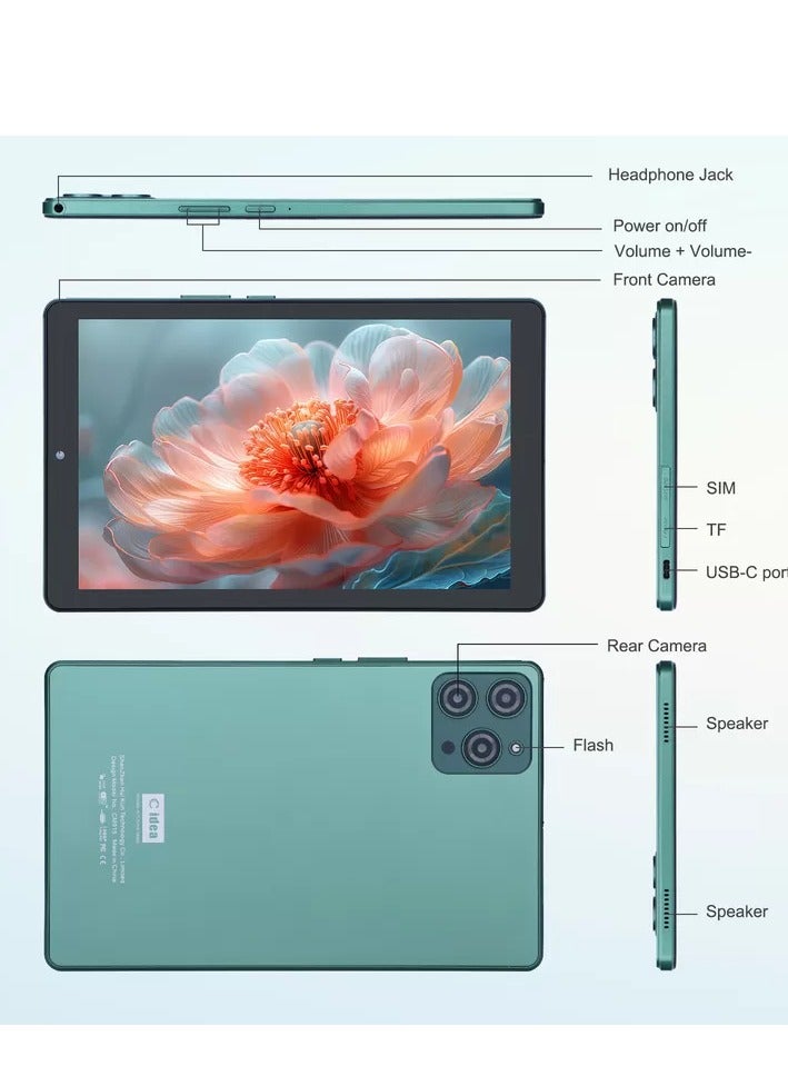 سي آيديا 9 inch Android 12 Tablet 8GB RAM 512GB ROM 5MP+8MP Dual Camera WIFI Tablet with SIM CM915 (Green)  - Image 5