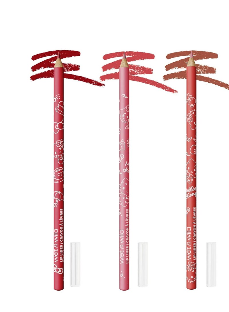 ويت اند وايلد Hello Kitty 3-Piece Lip Liner Pencil Set, Lip Defining Silky Smooth Formula, Highly Pigmented Long-Wearing Finish, Cruelty-Free & Vegan Multicolour - Image 3