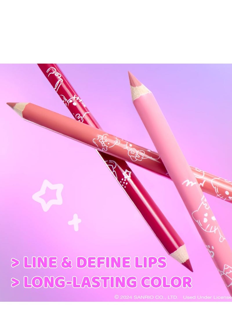 ويت اند وايلد Hello Kitty 3-Piece Lip Liner Pencil Set, Lip Defining Silky Smooth Formula, Highly Pigmented Long-Wearing Finish, Cruelty-Free & Vegan Multicolour - Image 2