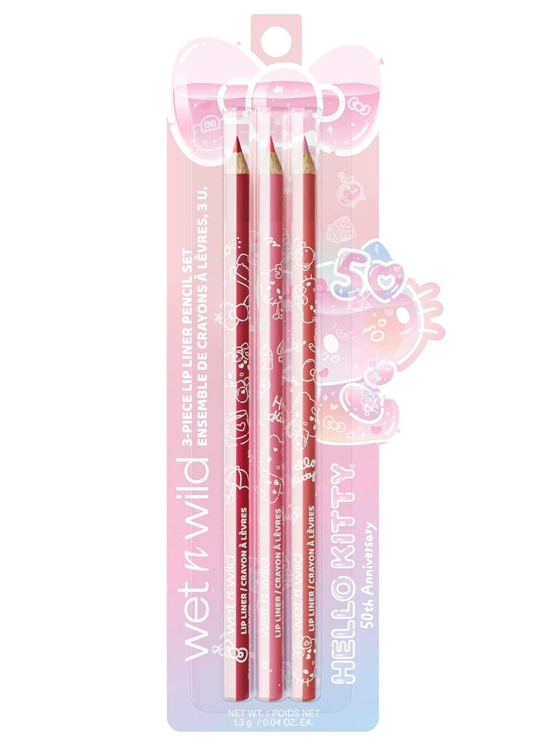 ويت اند وايلد Hello Kitty 3-Piece Lip Liner Pencil Set, Lip Defining Silky Smooth Formula, Highly Pigmented Long-Wearing Finish, Cruelty-Free & Vegan Multicolour - Image 4
