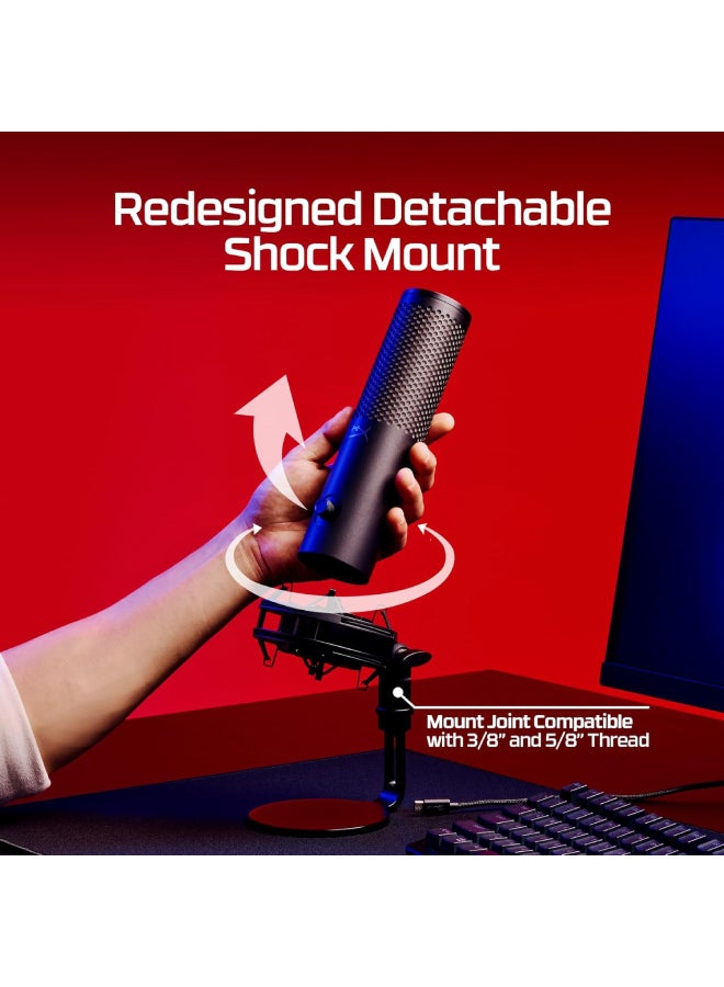 HYPERX - QuadCast 2 S – USB Microphone, with RGB Lighting, Streaming and Podcasting, with On-Board Controls, LED Lighting, Removable Shock Mount, PC, Mac, USB-C - Image 1