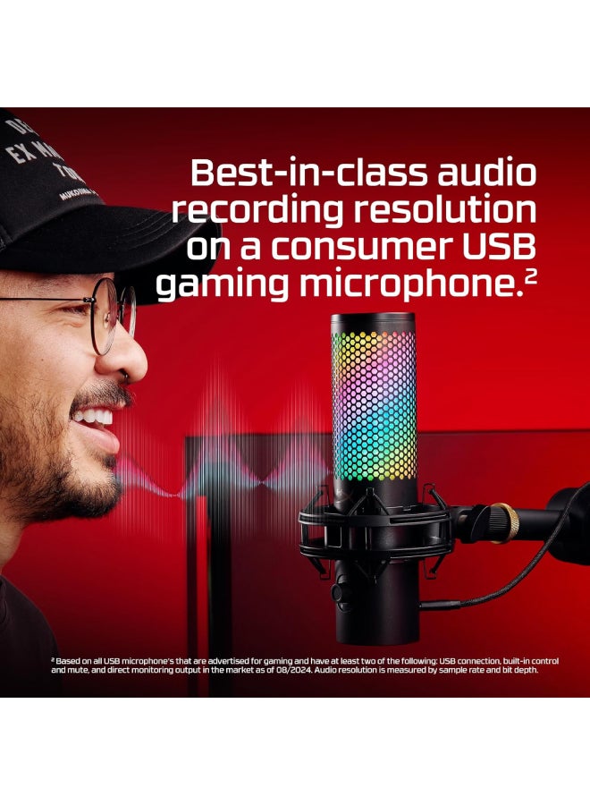 HYPERX - QuadCast 2 S – USB Microphone, with RGB Lighting, Streaming and Podcasting, with On-Board Controls, LED Lighting, Removable Shock Mount, PC, Mac, USB-C - Image 1