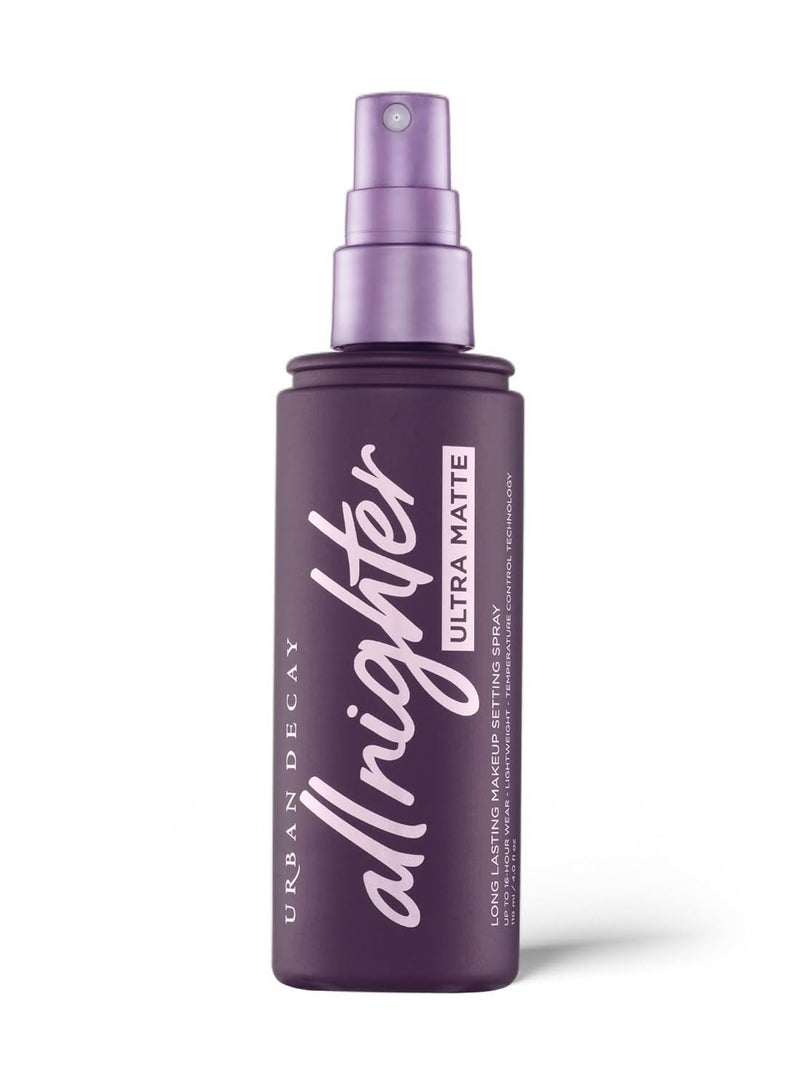 Urban Decay All Nighter Ultra Matte Makeup Setting Spray for Face, Transfer-proof, Long-lasting 16 HR Wear, with Oil-absorbing Kaolin Clay, Matte Finish, Oil-free, Paraben-free, Vegan Clear  - Image 1