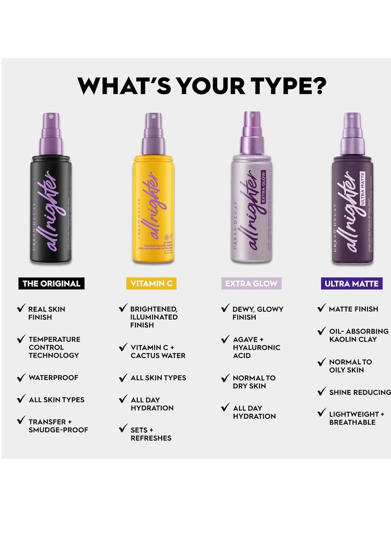 Urban Decay All Nighter Ultra Matte Makeup Setting Spray for Face, Transfer-proof, Long-lasting 16 HR Wear, with Oil-absorbing Kaolin Clay, Matte Finish, Oil-free, Paraben-free, Vegan Clear  - Image 4