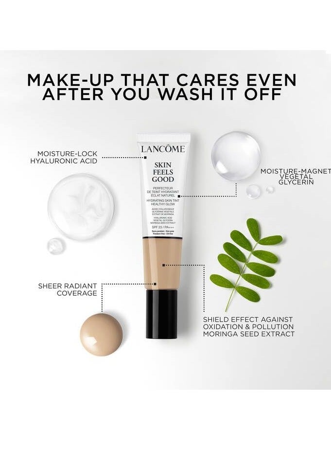 LANCOME Skin Feels Good Hydrating Tinted Moisturizer with SPF 23 - Oil-Free & Lightweight Foundation - Sheer Coverage with Healthy Glow Finish - 010C Cool Porcelaine 1.08 Fl OzFluid Ounce  - Image 4