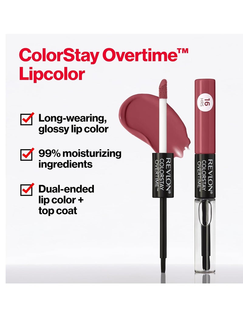 ريفلون أحمر شفاه سائل ColorStay Overtime مع لمعة شفاه شفافة، هدايا مكياج للنساء، مع فيتامين E، 0.07 أونصة - Image 4