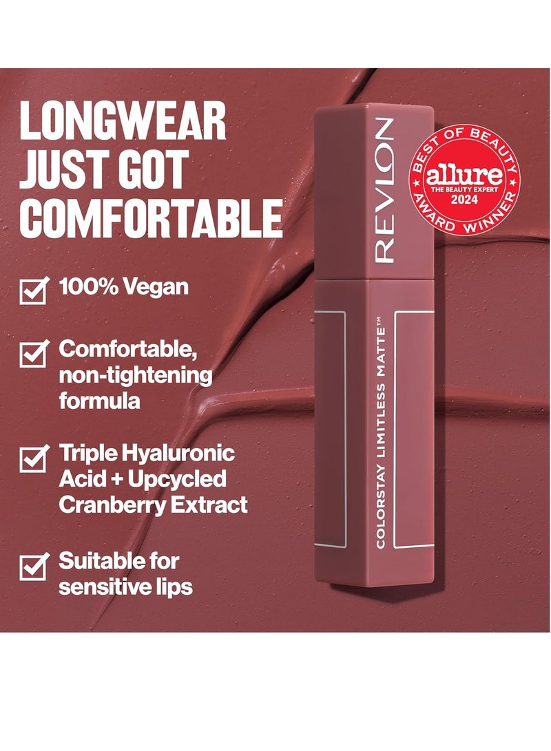 Revlon ColorStay Limitless Matte Liquid Lipstick, Lip Makeup Stocking Stuffers for Women, Vegan, No-Budge, Waterproof, 0.17 fl oz 010 Top Talent - Image 4