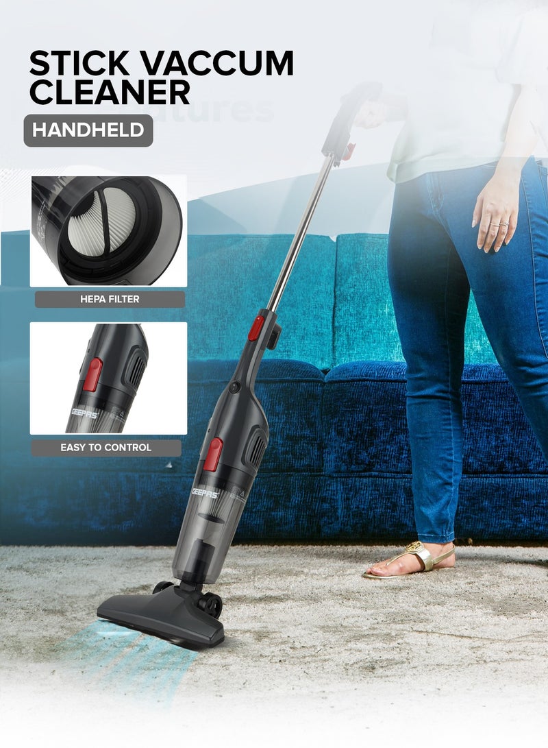 GEEPAS Stick And Handheld Vacuum Cleaner, HEPA Filter, 1.2L Dust Bag Capacity, 600W Powerful Motor, Transparent Dust Cup for Easy Check, Lightweight Body And Low Noise 1.2 L 600 W GVC19055-GR Grey  - Image 4