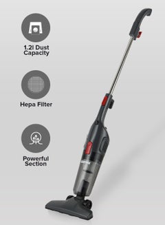 جيباس Stick And Handheld Vacuum Cleaner, HEPA Filter, 1.2L Dust Bag Capacity, 600W Powerful Motor, Transparent Dust Cup for Easy Check, Lightweight Body And Low Noise 1.2 L 600 W GVC19055-GR Grey  - Image 1
