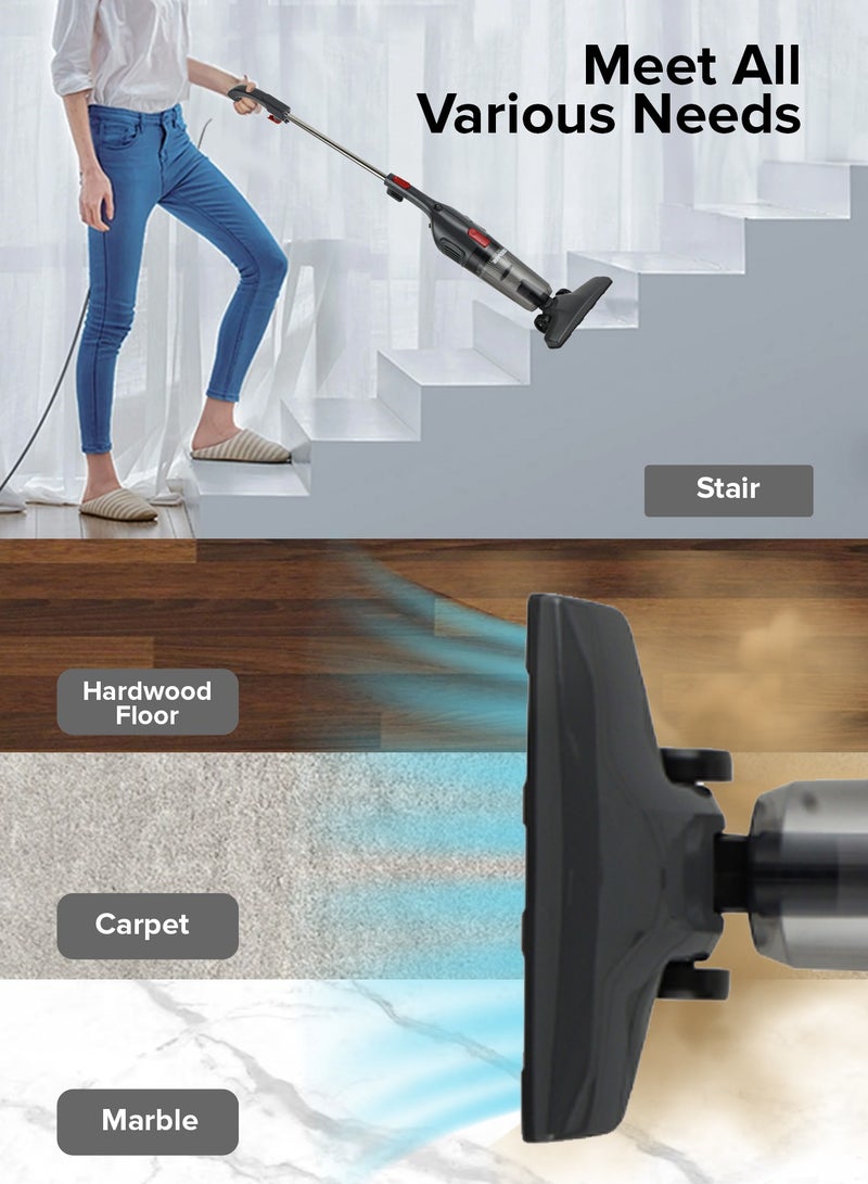 GEEPAS - Stick And Handheld Vacuum Cleaner, HEPA Filter, 1.2L Dust Bag Capacity, 600W Powerful Motor, Transparent Dust Cup for Easy Check, Lightweight Body And Low Noise 1.2 L 600 W GVC19055-GR Grey - Image 1