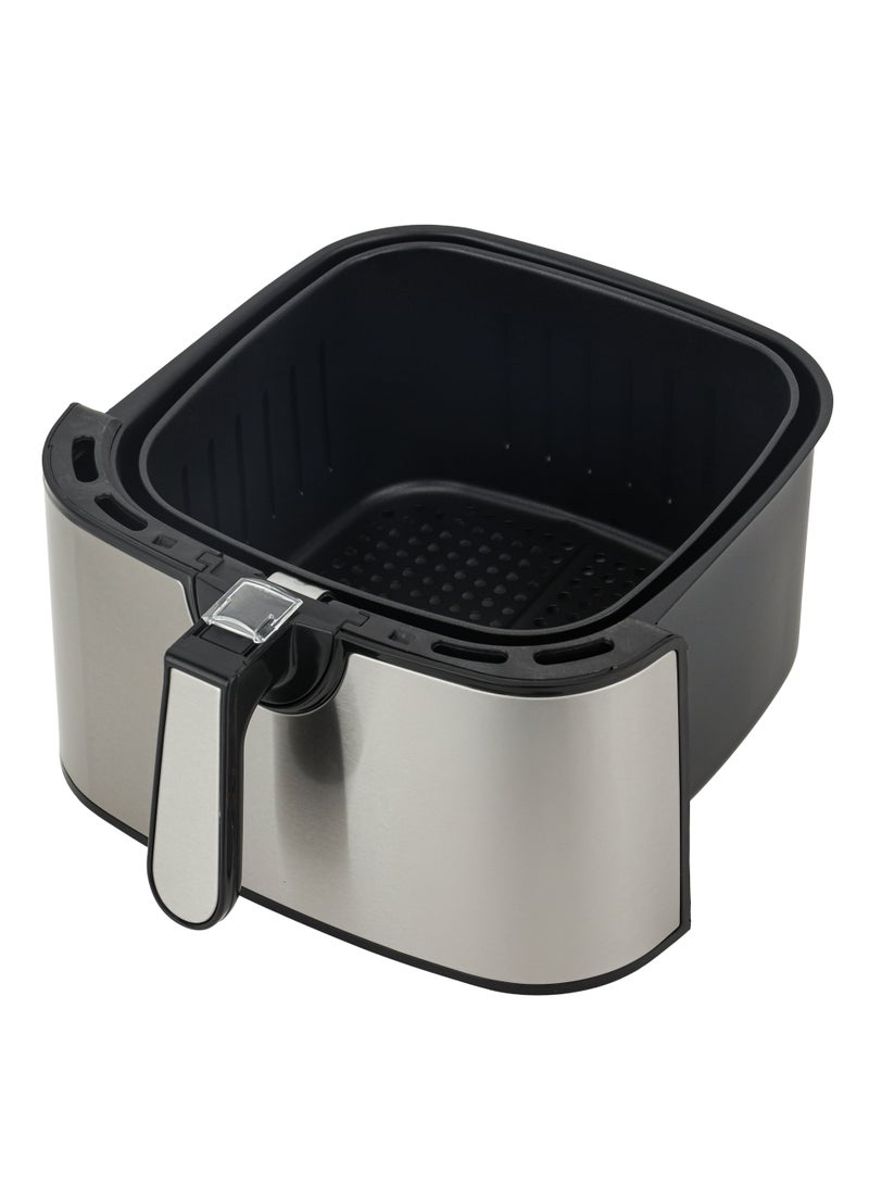 GEEPAS - 9.2 L Digital Air Fryer With Cake Tray, Brush, Tong & Baking Paper| 1800 W Vortex Technology, LED Display, 10 Preset Programs, Interior Lamp| For Fries, Steak, Chicken, Cake, Meat, Bread, etc | 2 Years Warranty 9.2 L 1800 W GAF37509 Black/Silver - Image 1