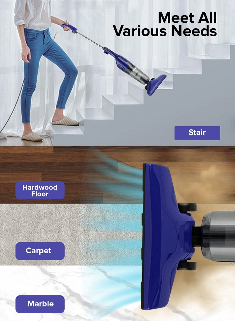 جيباس - Stick And Handheld Vacuum Cleaner, HEPA Filter, 1.2L Dust Bag Capacity, 600W Powerful Motor, Transparent Dust Cup for Easy Check, Lightweight Body And Low Noise 1.2 L 600 W GVC19055-BL Blue - Image 1