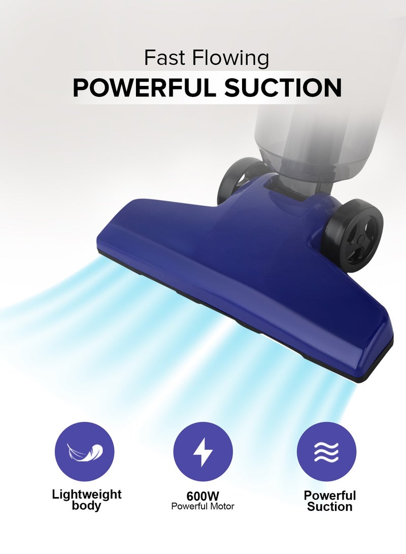 جيباس - Stick And Handheld Vacuum Cleaner, HEPA Filter, 1.2L Dust Bag Capacity, 600W Powerful Motor, Transparent Dust Cup for Easy Check, Lightweight Body And Low Noise 1.2 L 600 W GVC19055-BL Blue - Image 1