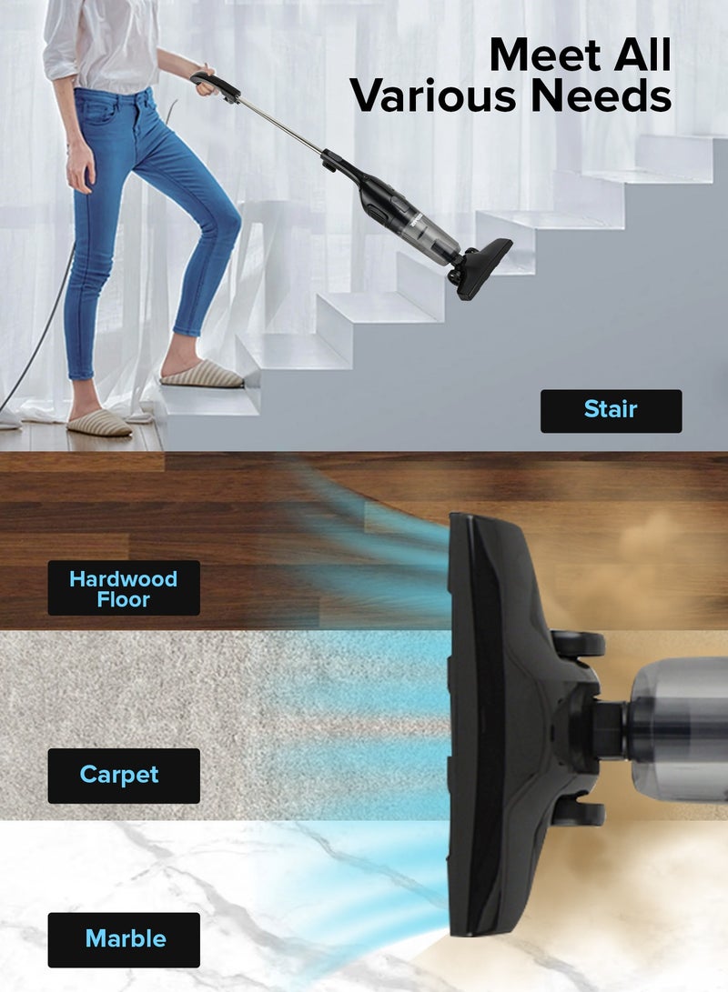 GEEPAS - Stick And Handheld Vacuum Cleaner, HEPA Filter, 1.2L Dust Bag Capacity, 600W Powerful Motor, Transparent Dust Cup for Easy Check, Lightweight Body And Low Noise 1.2 L 600 W GVC19055-BK Black - Image 1
