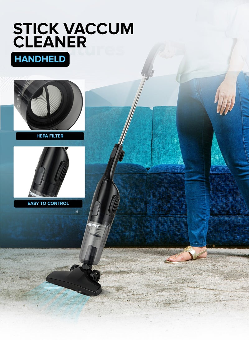 GEEPAS Stick And Handheld Vacuum Cleaner, HEPA Filter, 1.2L Dust Bag Capacity, 600W Powerful Motor, Transparent Dust Cup for Easy Check, Lightweight Body And Low Noise 1.2 L 600 W GVC19055-BK Black  - Image 4