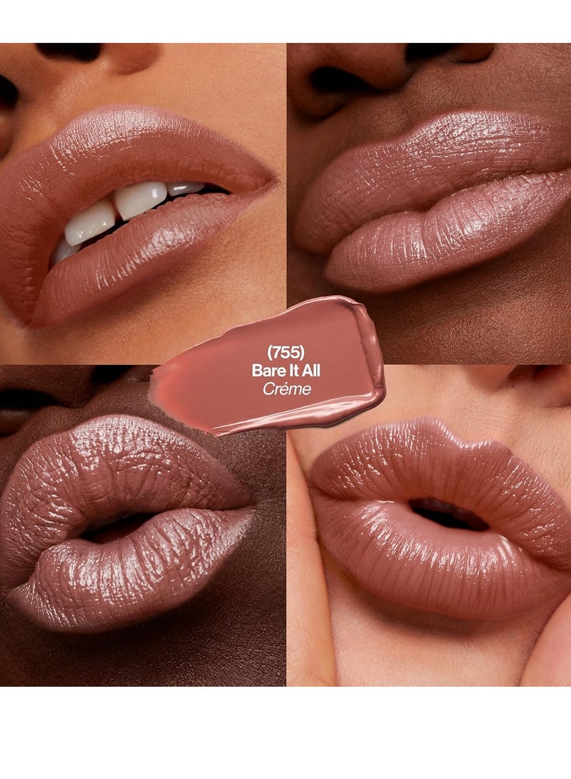 Revlon Super Lustrous Lipstick, Lip Makeup Gift, Stocking Stuffers for Women, Creamy, Moisturized Feel in Nudes & Browns, 0.15 oz 755 Bare It All - Image 4
