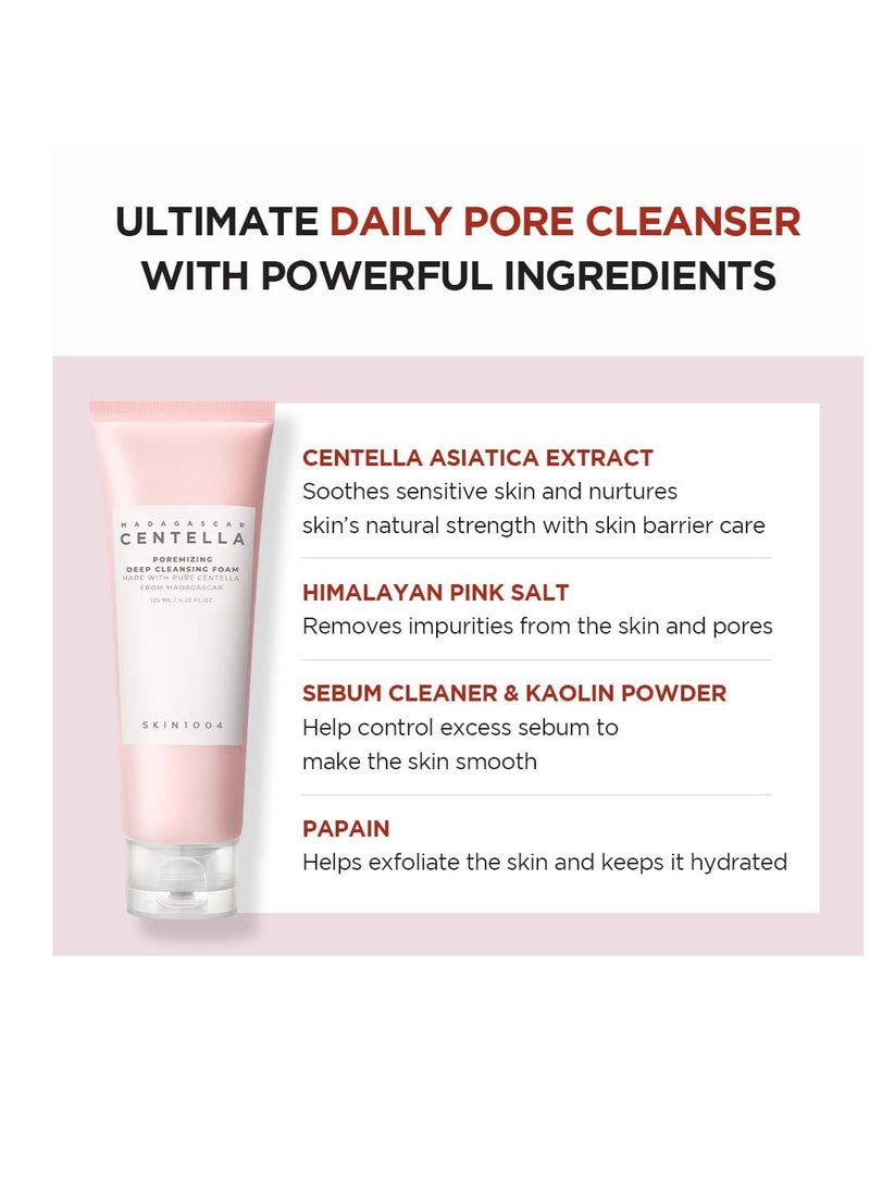 سكين 1004 - Madagascar Centella Poremizing Deep Cleansing Foam, Remove Pore-Clogging Debris Pink 125grams - Image 1