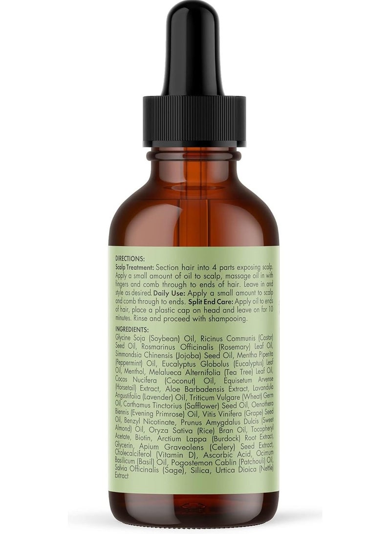 Organics - Rosemary Mint, Scalp & Hair Oil, Infused W/Biotin & Encourges Growth, For Daily Use, Scalp Treatment, Split End Care & Scalp & Strengthening Oil
