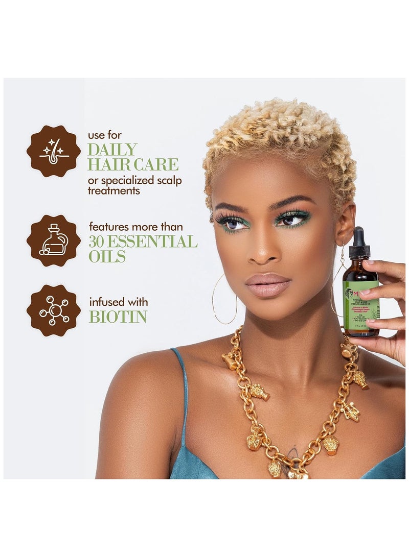 Organics - Rosemary Mint, Scalp & Hair Oil, Infused W/Biotin & Encourges Growth, For Daily Use, Scalp Treatment, Split End Care & Scalp & Strengthening Oil