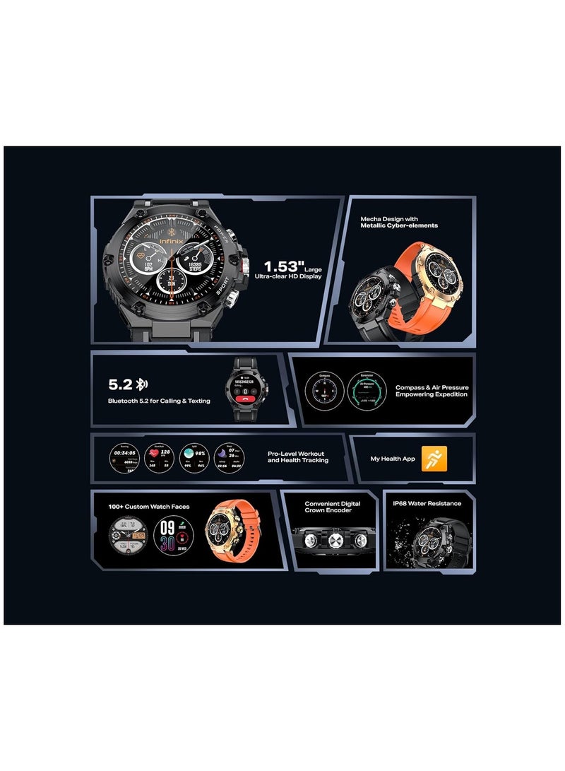Infinix - XWatch 3 GT Smartwatch 1.53" Super Large HD Screen, 123 Sports Modes, IP68 Water Resistant, Bluetooth Call Support, Health Monitoring & Fitness Tracking, 2 Straps gold - Image 1