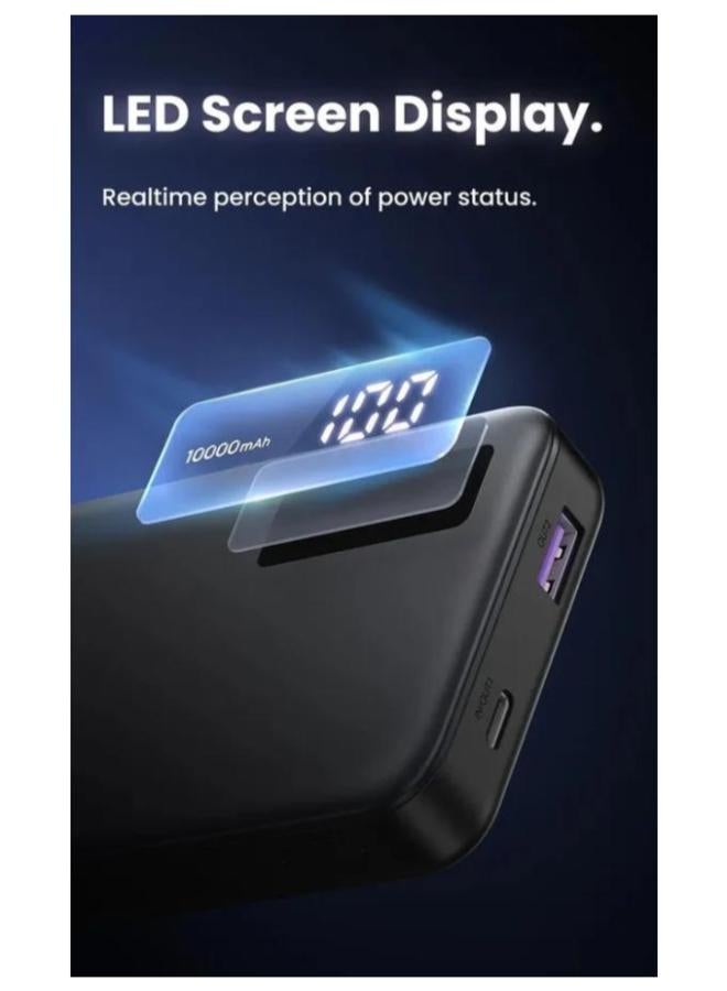 10000 mAh UGREEN 10000mAh Mini Quick Charging 20W Power Bank Black