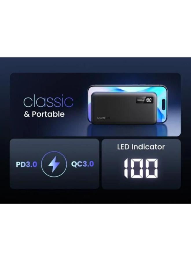 Ugreen 10000 mAh UGREEN 10000mAh Mini Quick Charging 20W Power Bank Black  - Image 4
