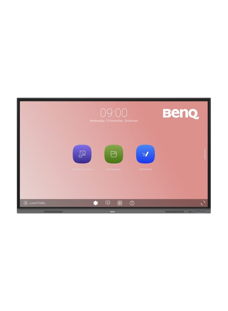 بين كيو - RE6503A 65" Interactive Flat Panel | 4K UHD Display | Built-in Android OS | 40-Point Touch, OPS Slot, with OPS Intel i5, 8GB RAM, 512GB SSD, (Android/windows) | Grey/Black - Image 1