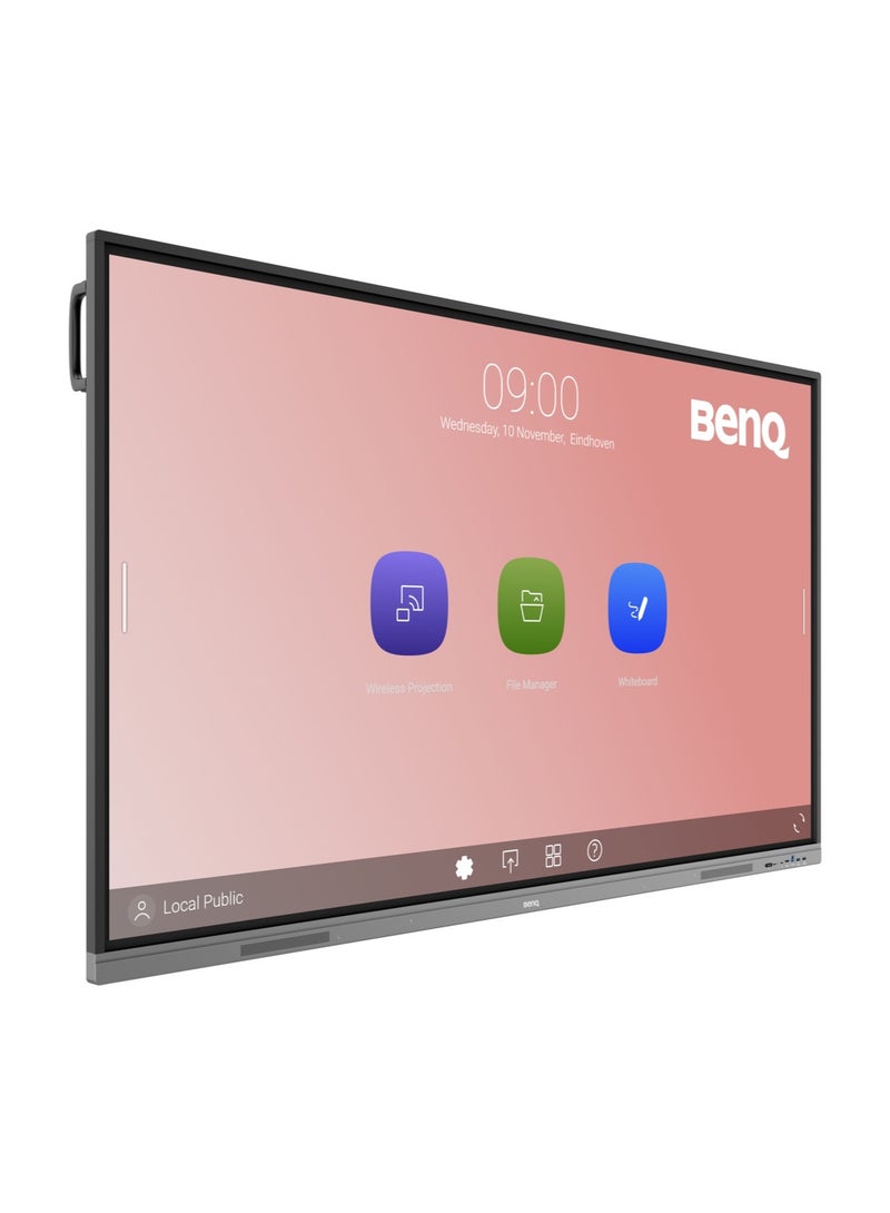 بين كيو - RE6503A 65" Interactive Flat Panel | 4K UHD Display | Built-in Android OS | 40-Point Touch, OPS Slot, with OPS Intel i5, 8GB RAM, 512GB SSD, (Android/windows) | Grey/Black - Image 1