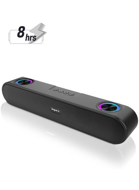 Portable Bluetooth Soundbar Powerful Sound with RGB Lights Portable Soundbar 1600W(PMPO),2000mAh Battery Bluetooth Speaker, Supports USB, Bluetooth, AUX, FM, TWS, Hands-Free Supported, Type-C Charging Port black