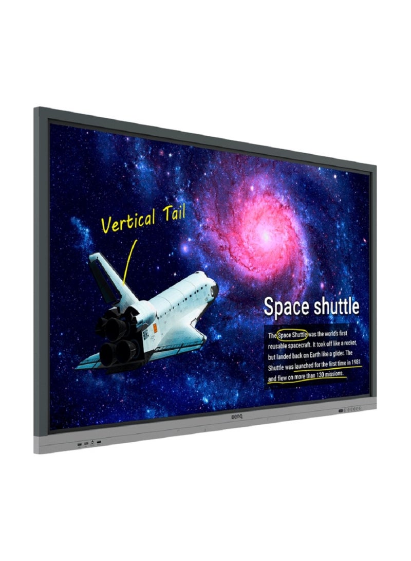 BenQ - RE6501 65" Education Interactive Display | 4K UHD, 20-Point Touch, IR Technology, 8ms Response, OPS Core i5, 8GB DDR5, 512GB SSD, Free VESA Mount, (Android/windows) | Black/Grey - Image 1