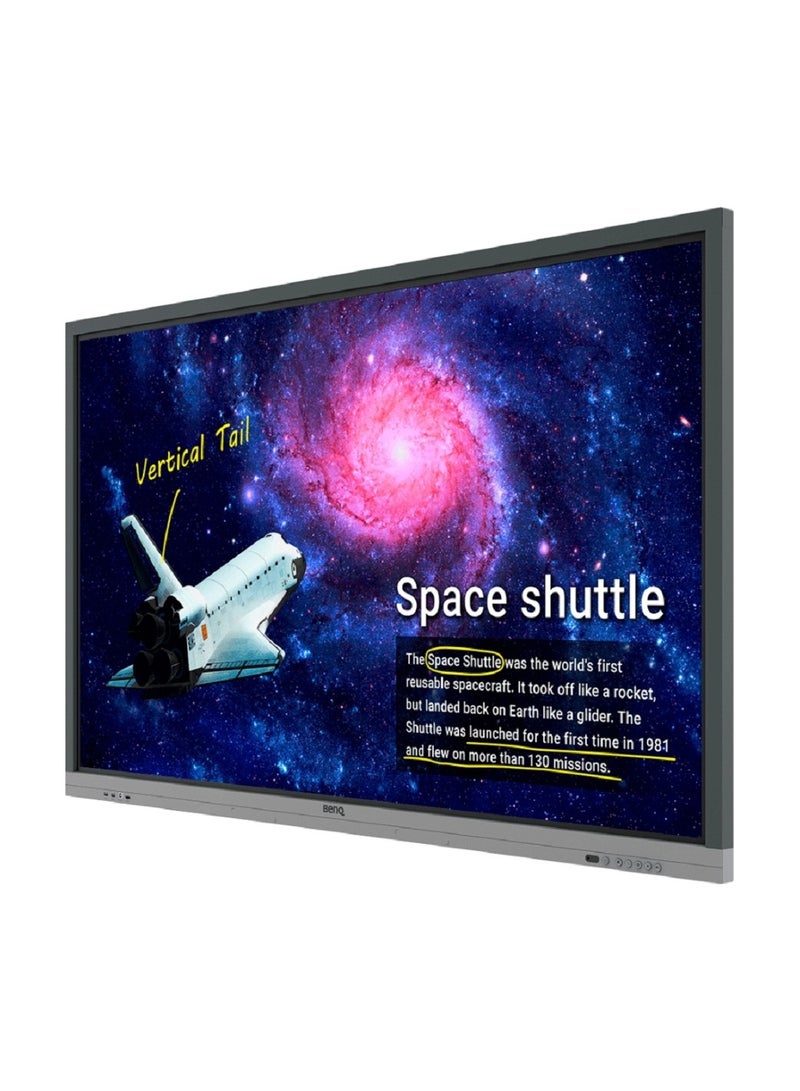 BenQ - RE6501 65" Education Interactive Display | 4K UHD, 20-Point Touch, IR Technology, 8ms Response, OPS Core i5, 8GB DDR5, 512GB SSD, Free VESA Mount, (Android/windows) | Black/Grey - Image 1