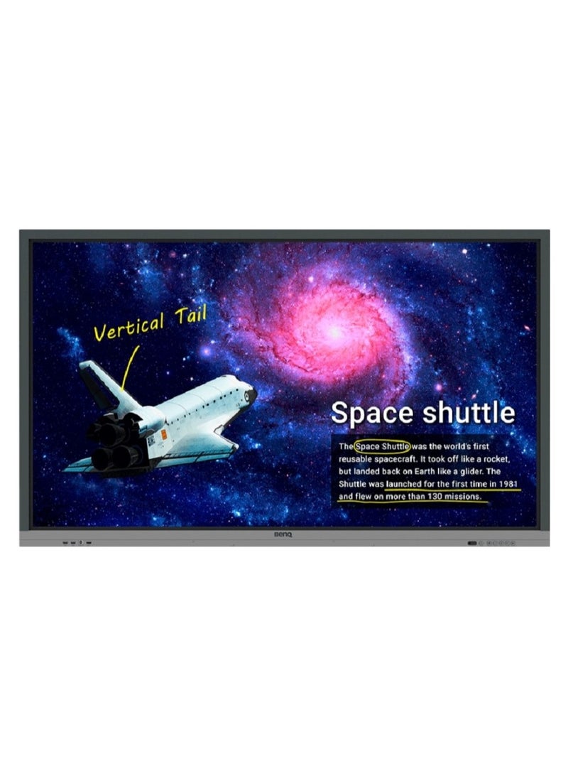 RE6501 65" Education Interactive Display | 4K UHD, 20-Point Touch, IR Technology, 8ms Response, Free VESA Mount, (Android/windows) | Black/Grey
