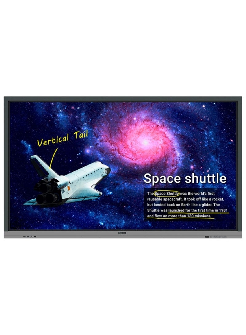 RE6501 65" Education Interactive Display | 4K UHD, 20-Point Touch, IR Technology, 8ms Response, Free VESA Mount, (Android/windows) | Black/Grey