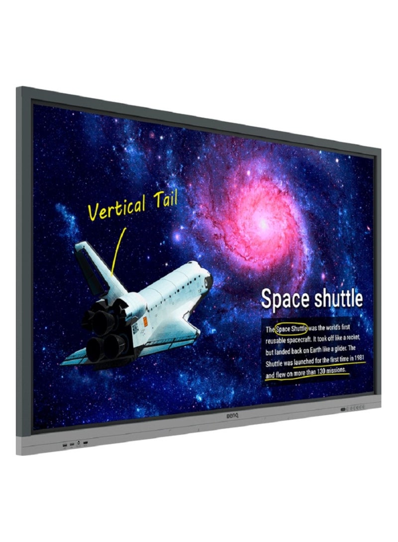 RE6501 65" Education Interactive Display | 4K UHD, 20-Point Touch, IR Technology, 8ms Response, Free VESA Mount, (Android/windows) | Black/Grey