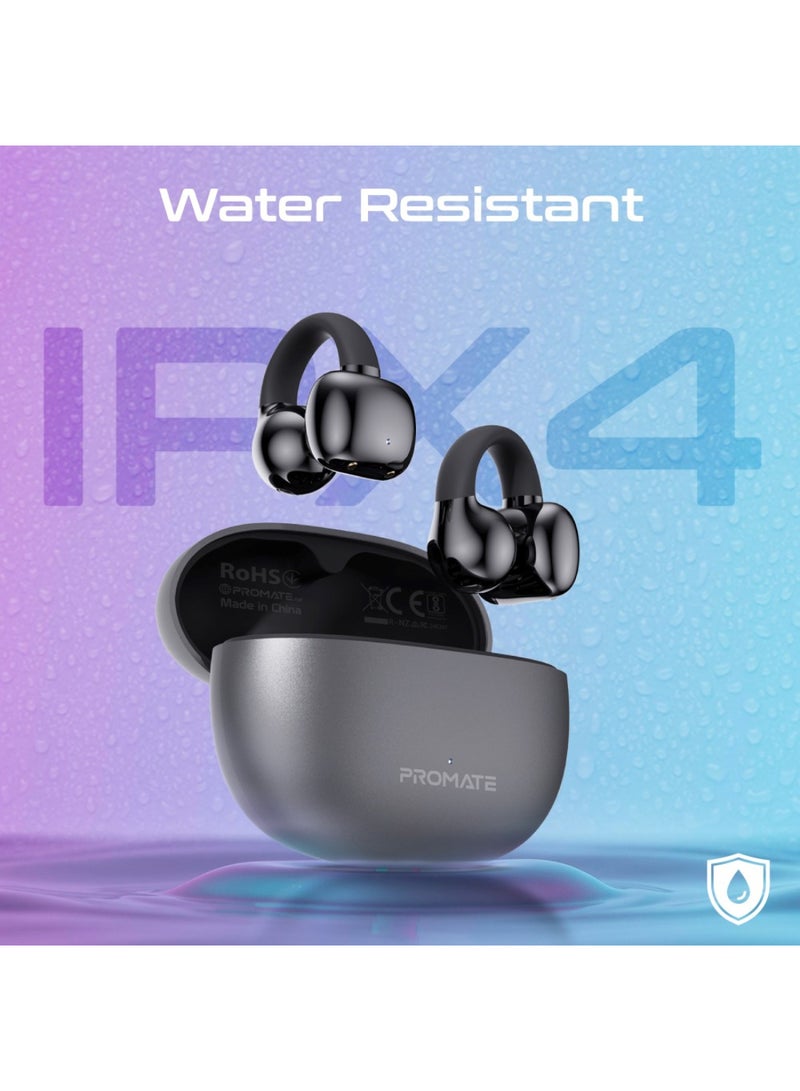 True Wireless Earbuds with OWS Technology, IntelliTouch Control, Ergonomic Open-Ear Clip Design, 28-Hour Playtime, 500mAh Charging Case, Water-Resistance, and AudioFit Stability for Unmatched Sound Quality, AirClip Black