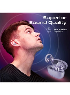 PROMATE True Wireless Earbuds with OWS Technology, IntelliTouch Control, Ergonomic Open-Ear Clip Design, 28-Hour Playtime, 500mAh Charging Case, Water-Resistance, and AudioFit Stability for Unmatched Sound Quality, AirClip Purple  - Image 5