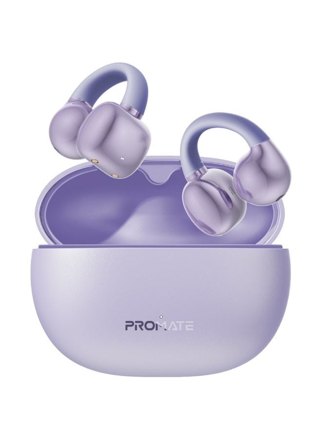 بروميت True Wireless Earbuds with OWS Technology, IntelliTouch Control, Ergonomic Open-Ear Clip Design, 28-Hour Playtime, 500mAh Charging Case, Water-Resistance, and AudioFit Stability for Unmatched Sound Quality, AirClip Purple - Image 1
