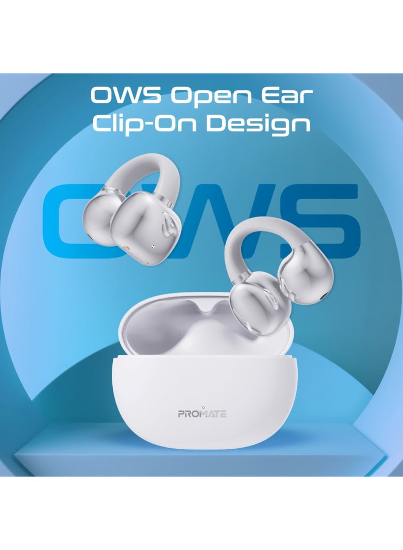 PROMATE True Wireless Earbuds with OWS Technology, IntelliTouch Control, Ergonomic Open-Ear Clip Design, 28-Hour Playtime, 500mAh Charging Case, Water-Resistance, and AudioFit Stability for Unmatched Sound Quality, AirClip White - Image 2