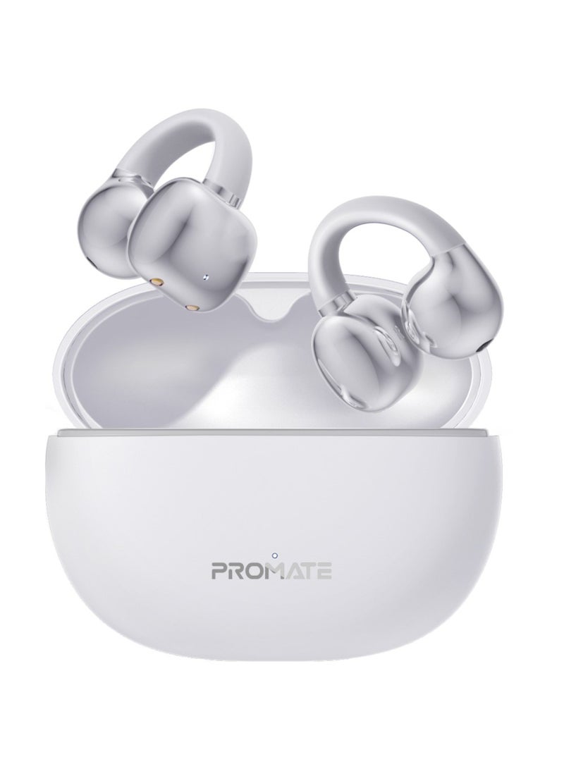 PROMATE True Wireless Earbuds with OWS Technology, IntelliTouch Control, Ergonomic Open-Ear Clip Design, 28-Hour Playtime, 500mAh Charging Case, Water-Resistance, and AudioFit Stability for Unmatched Sound Quality, AirClip White - Image 1